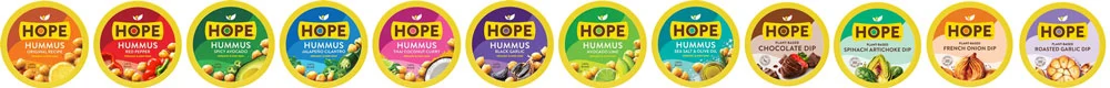 Our lineup of hummus and plant-based dips