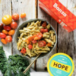 Kale Pesto Penne with Roasted Tomatoes