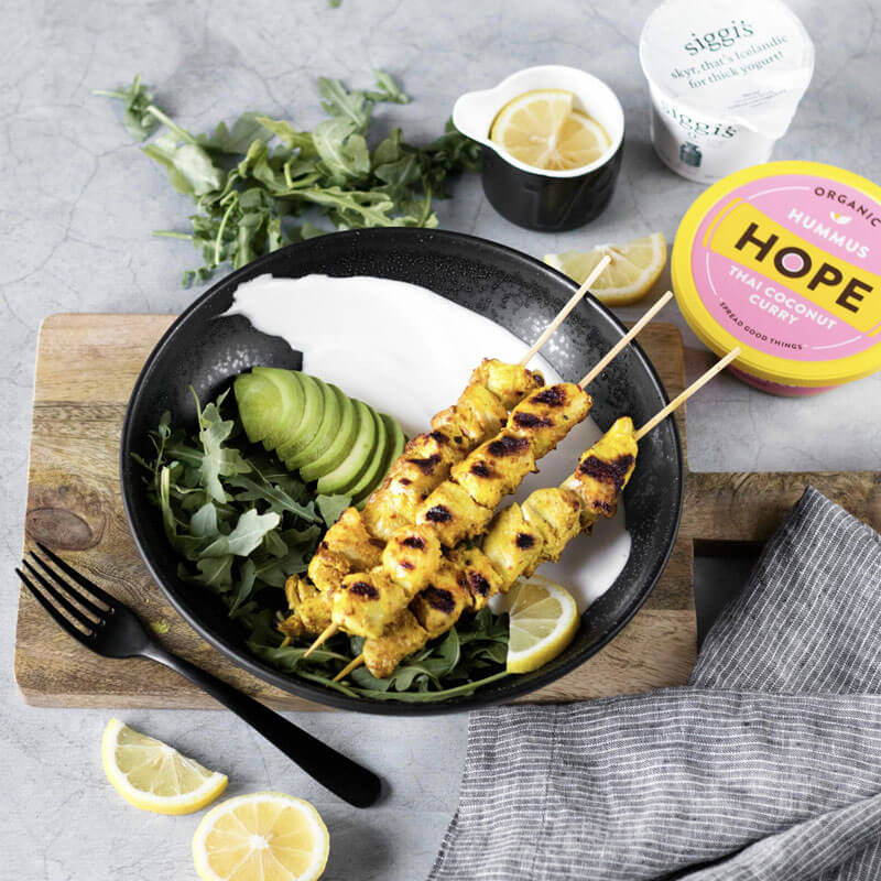 Thai Curry Yogurt-Marinated Chicken Skewers - Hope Foods