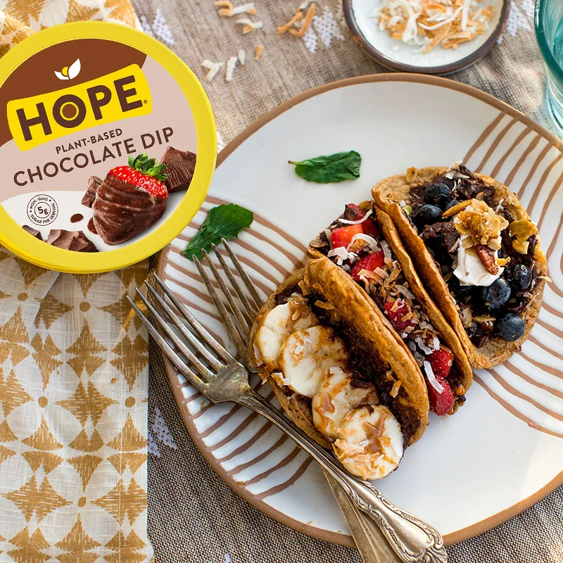 Pancake Tacos with HOPE Chocolate Dip