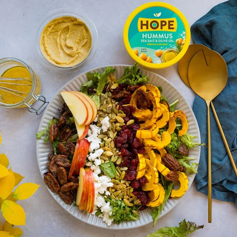 Vegan Fall Harvest Salad with Hummus Dressing