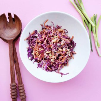 Red Cabbage Slaw with Black Garlic Dressing: